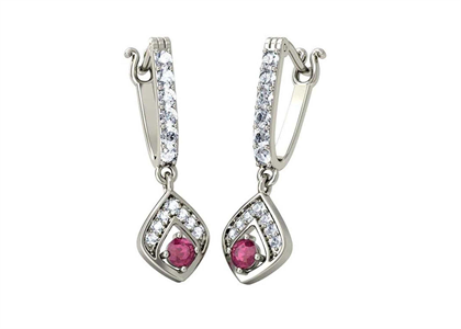 Silver Plated CZ Studded Gemstone Earring